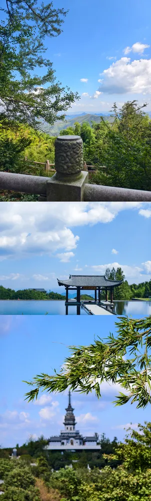 蓝天、湖水与远山拼图